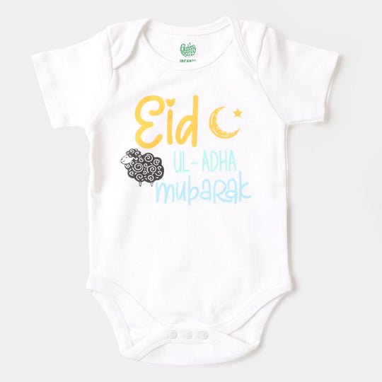 Infant Unisex Cotton Romper Eid-Ul- Adha - B. White
