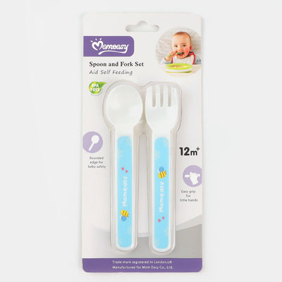 MOMEASY BABY SPOON AND FORK SET-BLUE