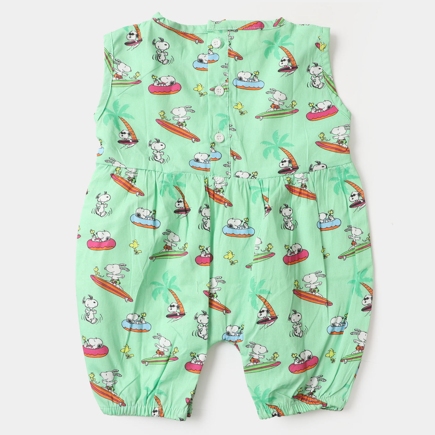 Infant Girls Woven Romper - Light Green