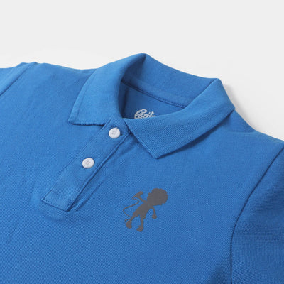 Boys Cotton Polo Basic T-Shirt - Indigo Blue