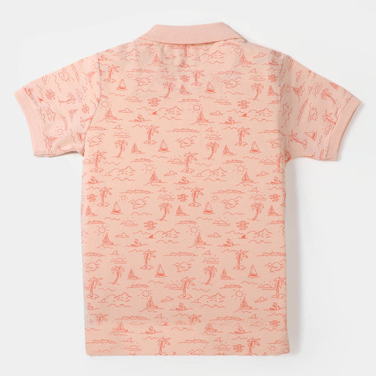 Boys Polo T-Shirt Beach Printed - Scallop