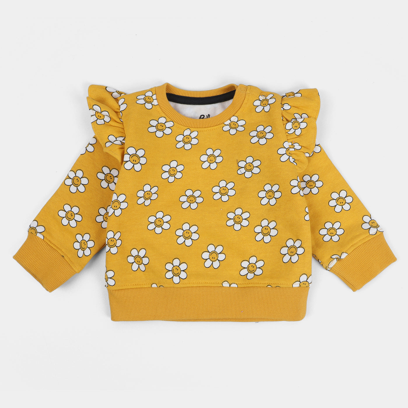 Infant Girls Fleece Knitted Suit Smile Flowers-Yellow