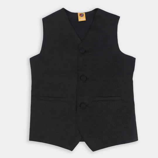 Boys Viscose Stand Alone Waist Coat -BLACK