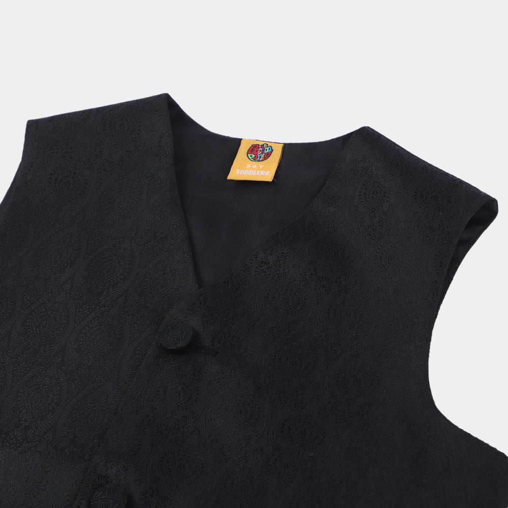 Boys Viscose Stand Alone Waist Coat -BLACK
