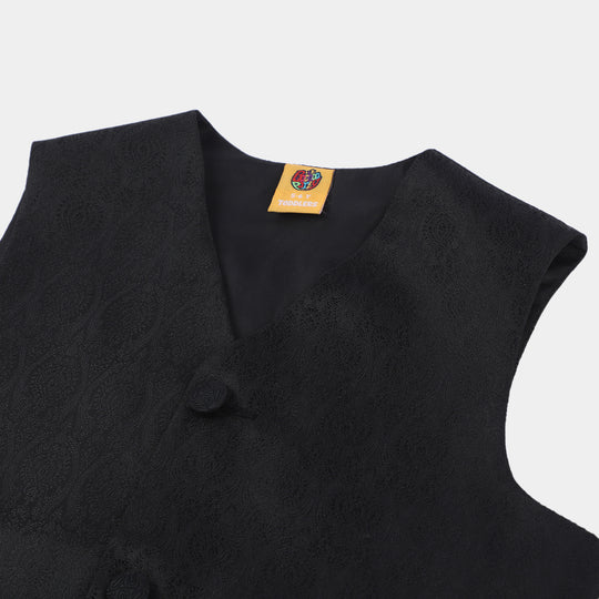Boys Viscose Stand Alone Waist Coat -BLACK