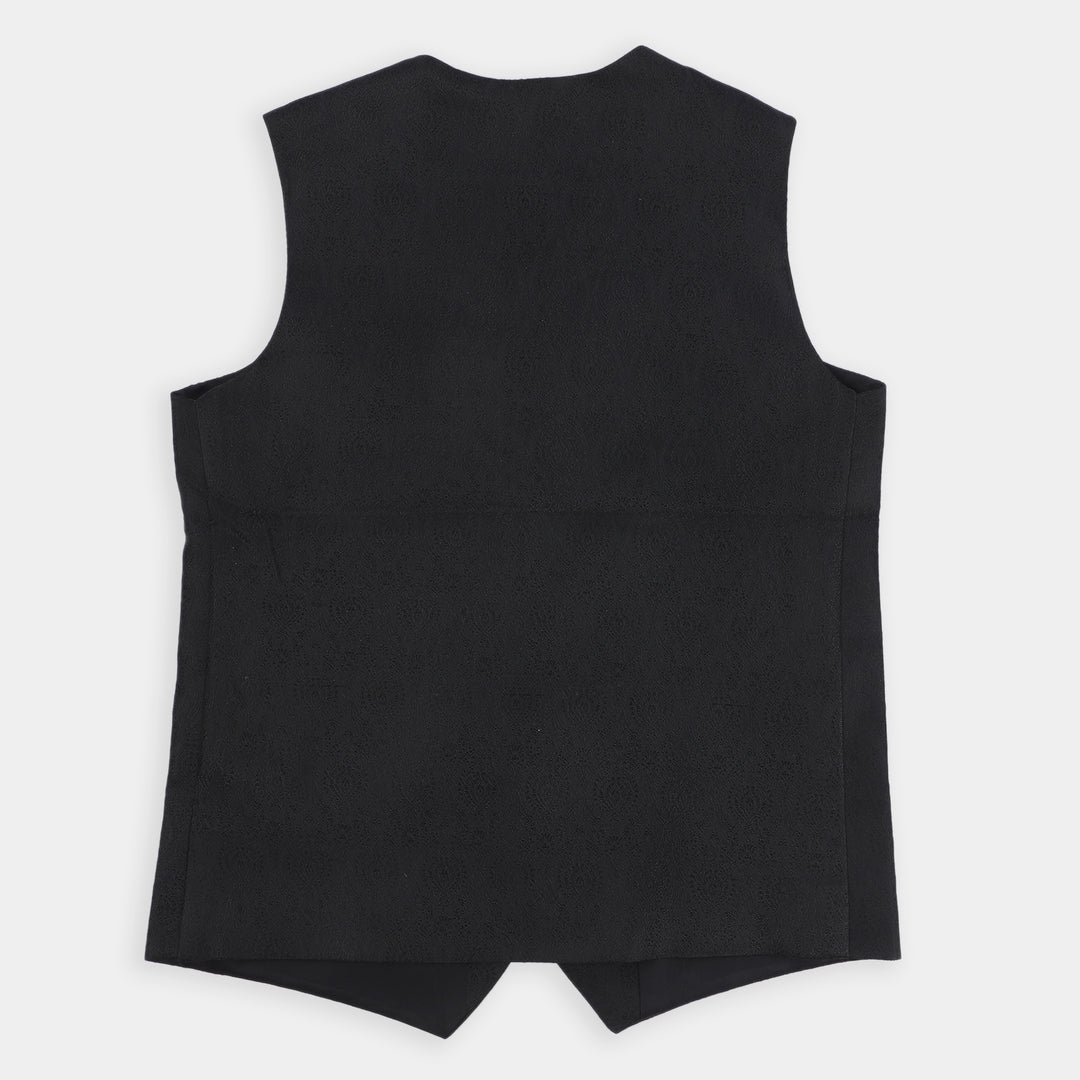 Boys Viscose Stand Alone Waist Coat -BLACK