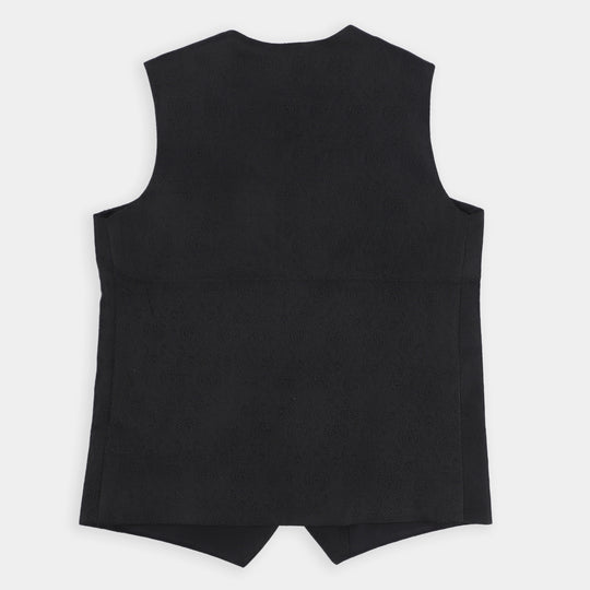 Boys Viscose Stand Alone Waist Coat -BLACK
