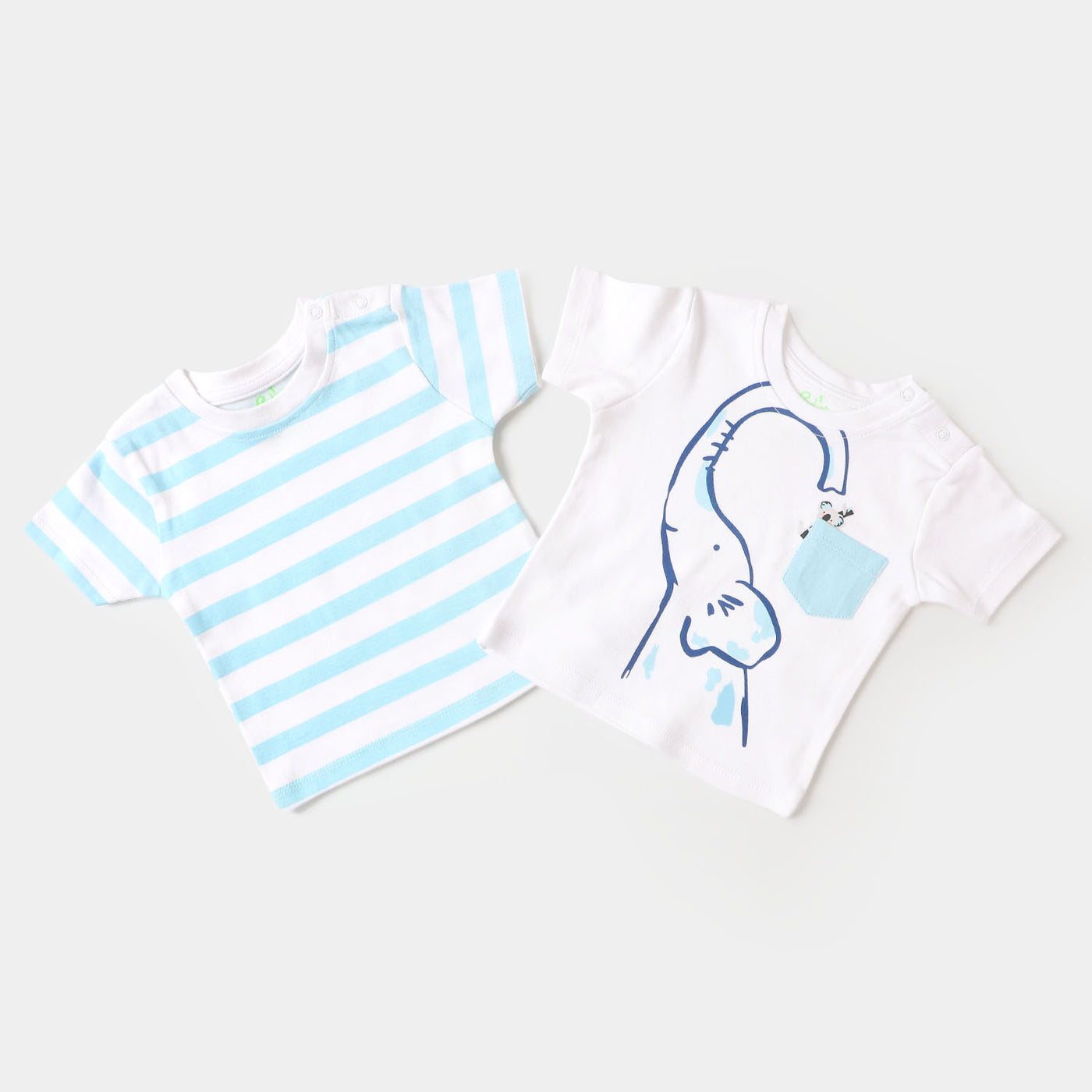 Infant Boys Set 2 PC Elephant & Striper - White