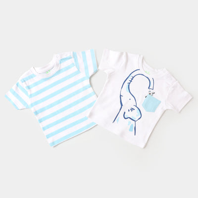 Infant Boys Set 2 PC Elephant & Striper - White