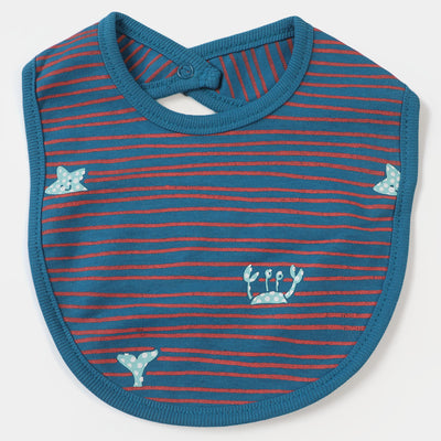 Baby Wavy Stripe Blue Bib/Apron