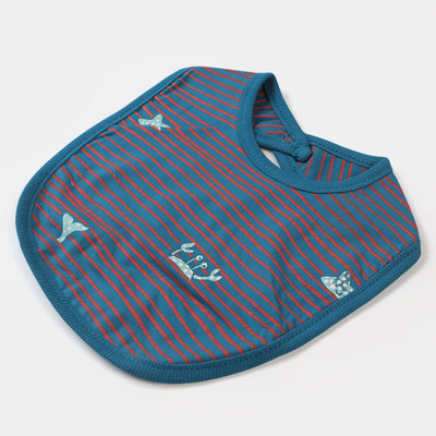 Baby Wavy Stripe Blue Bib/Apron