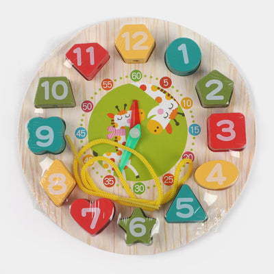 Educational Wooden Toy Set On Clock