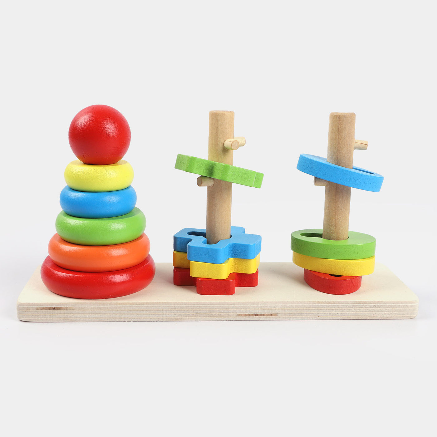 Wooden Rainbow Tower 3 Colum Educational Toy