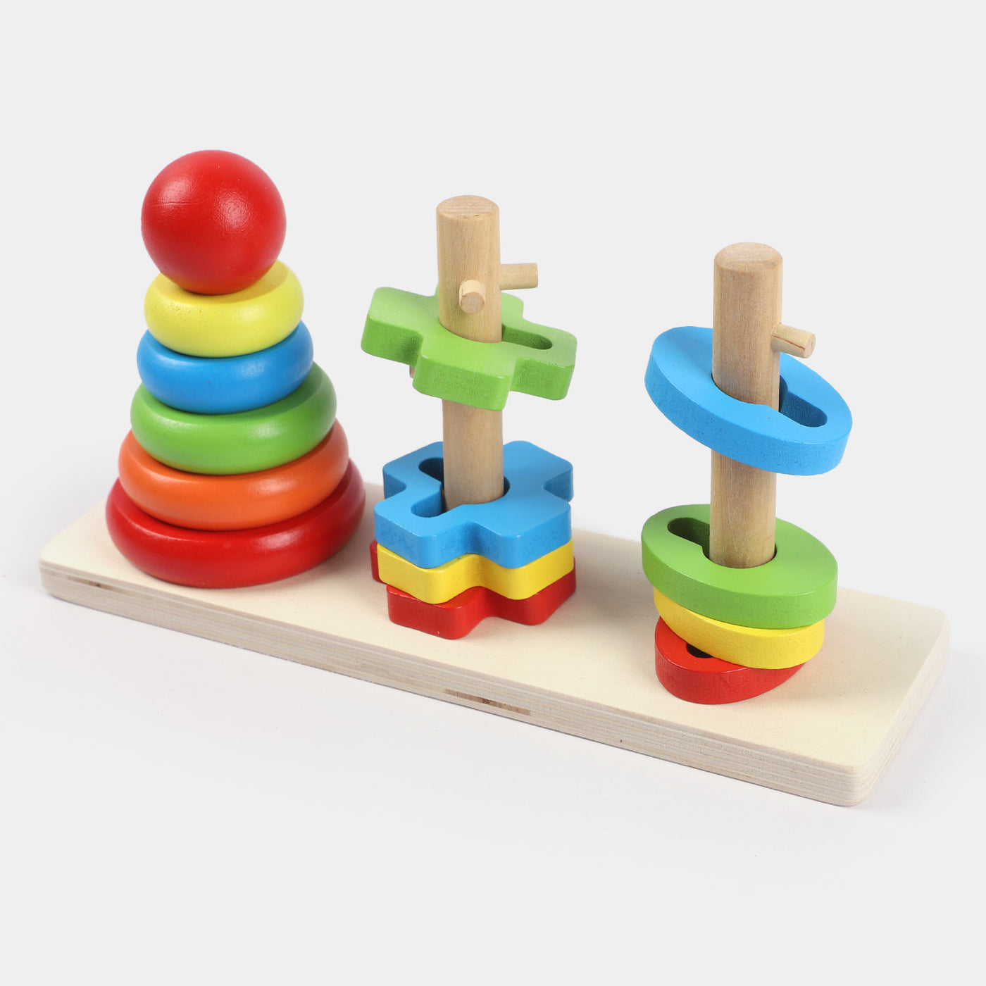 Wooden Rainbow Tower 3 Colum Educational Toy