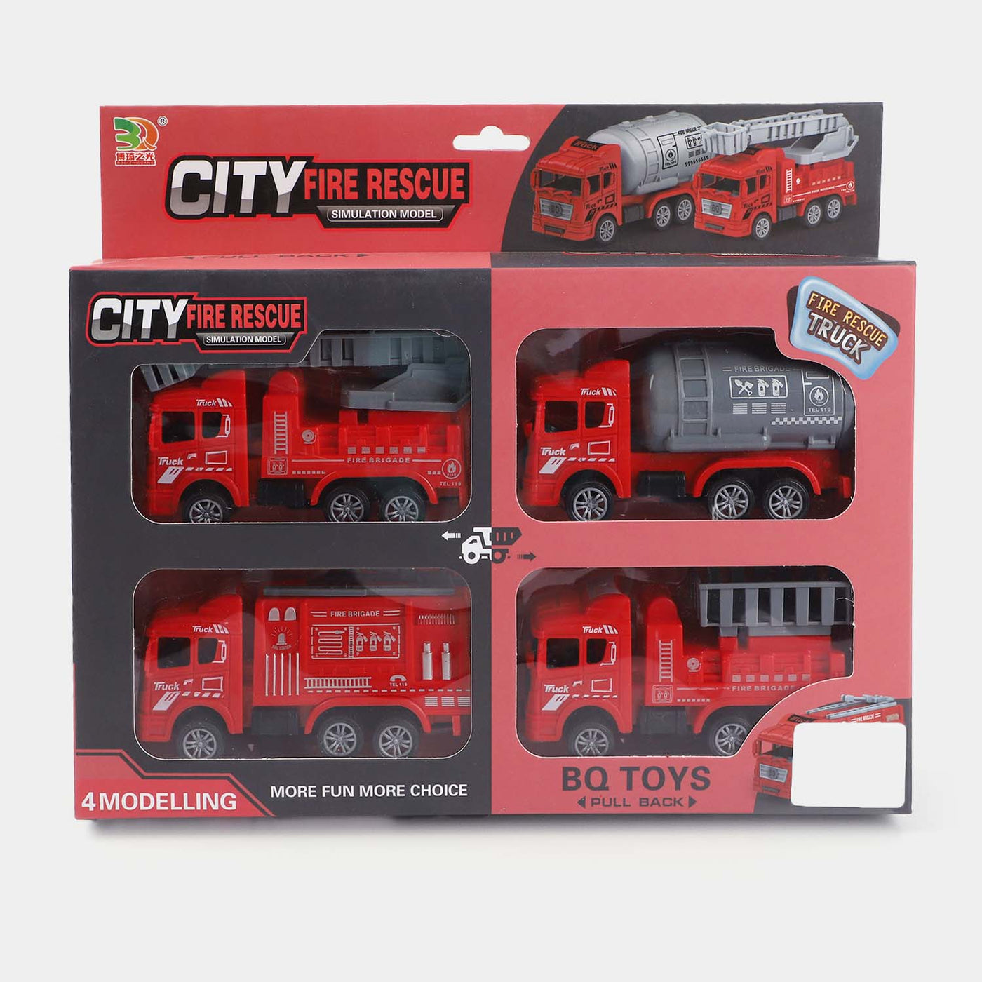 Pull Back Fire Rescue Truck For Kids