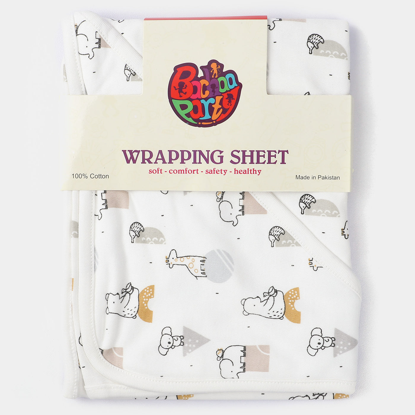 Animals Printed Wrapping Sheet | White