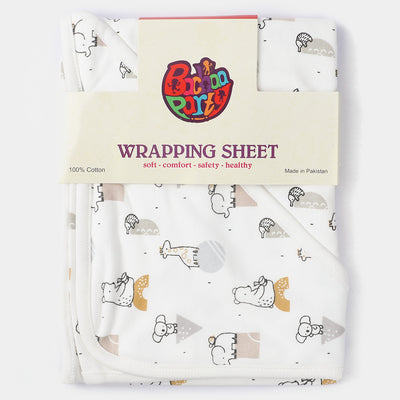 Animals Printed Wrapping Sheet | White