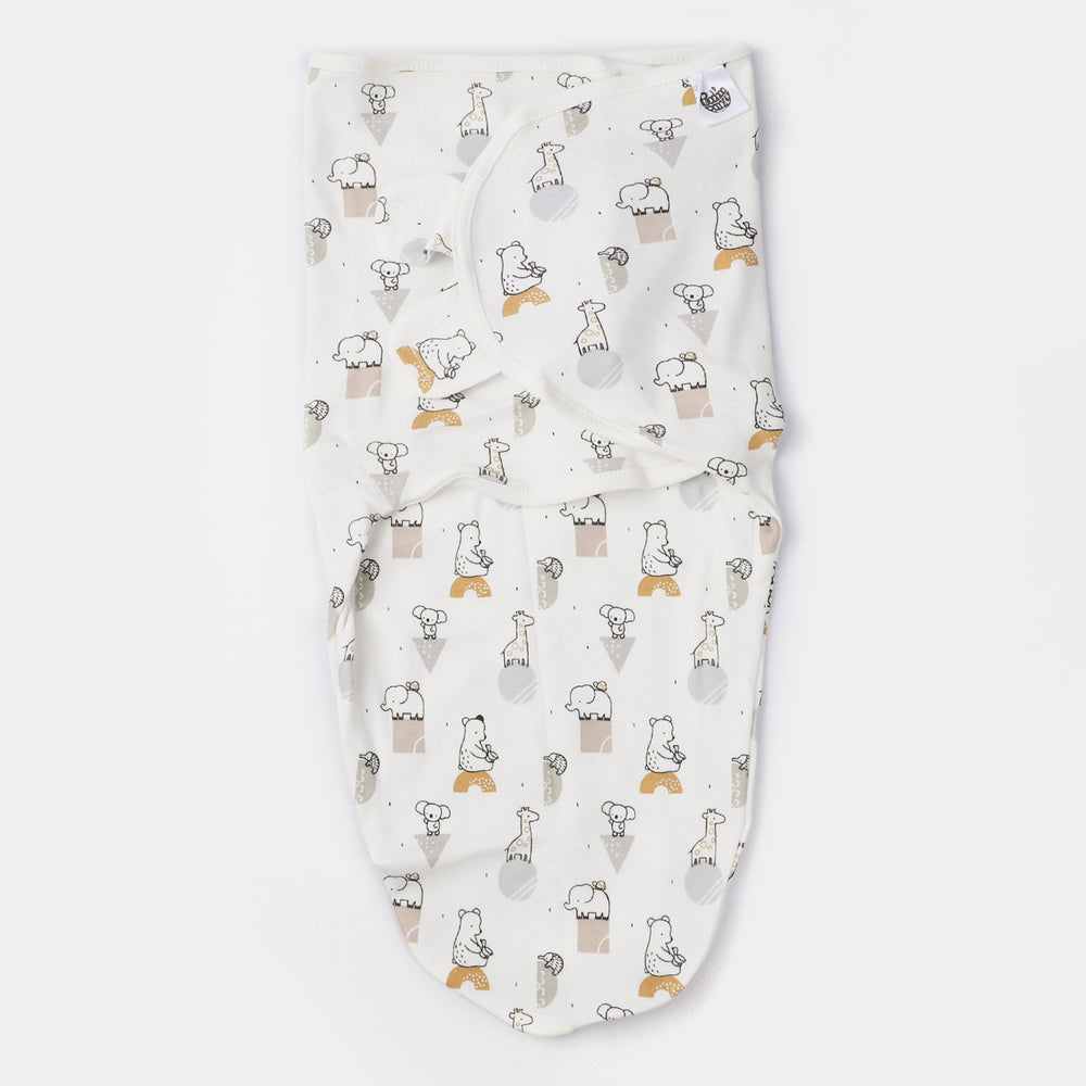 Animals Printed Swaddle | White