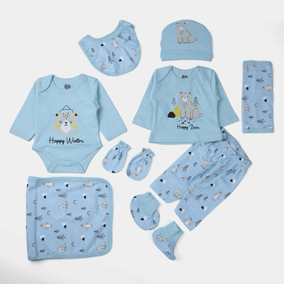 Infant Boys Cotton Set 9PCs Set Bear - Aqua