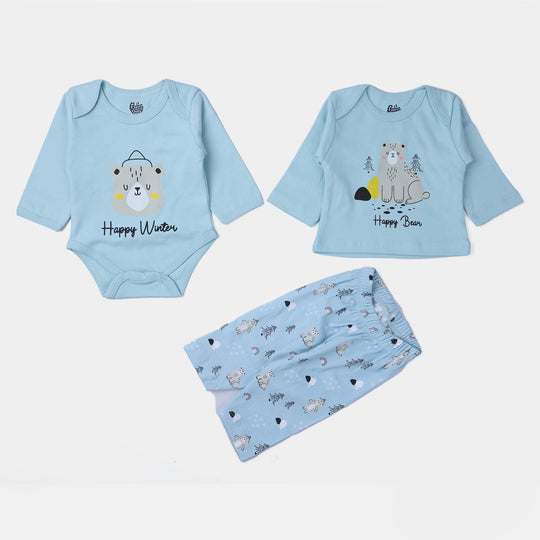 Infant Boys Cotton Set 9PCs Set Bear - Aqua