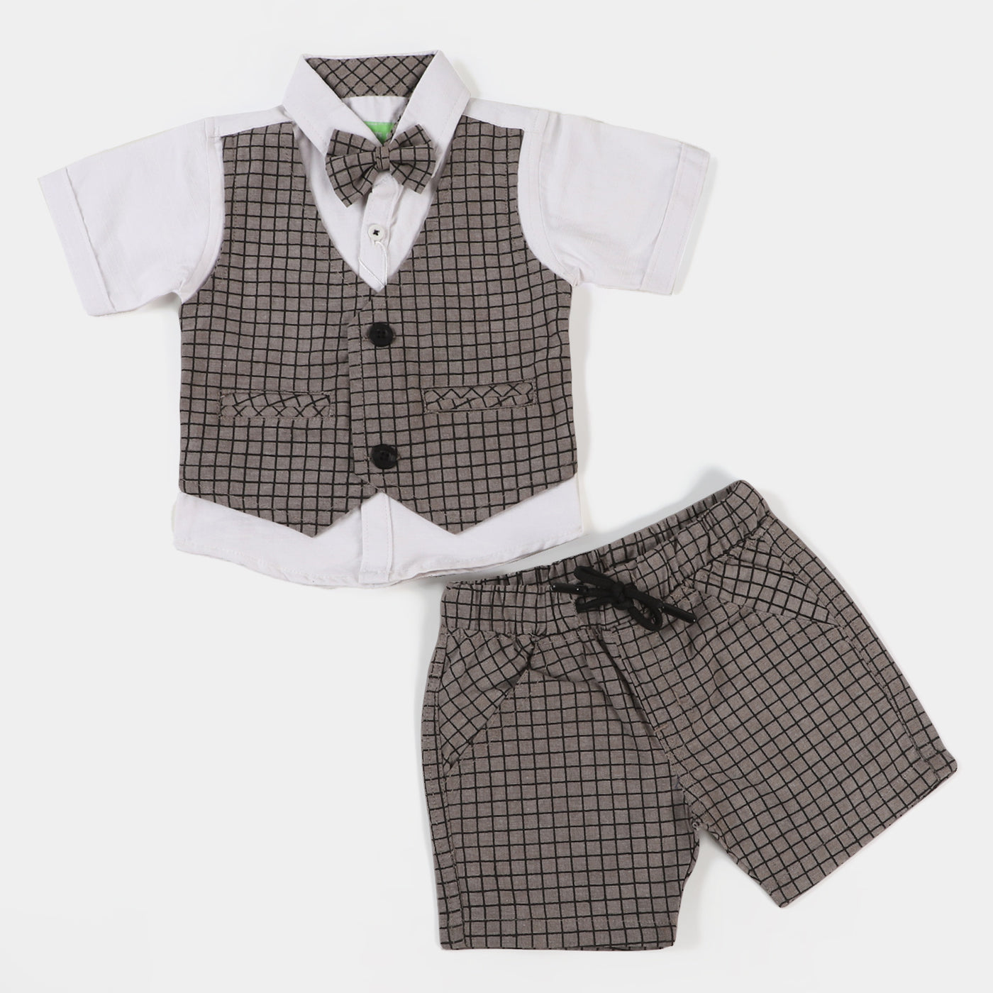 Infant Boys Suit Checks - BROWN