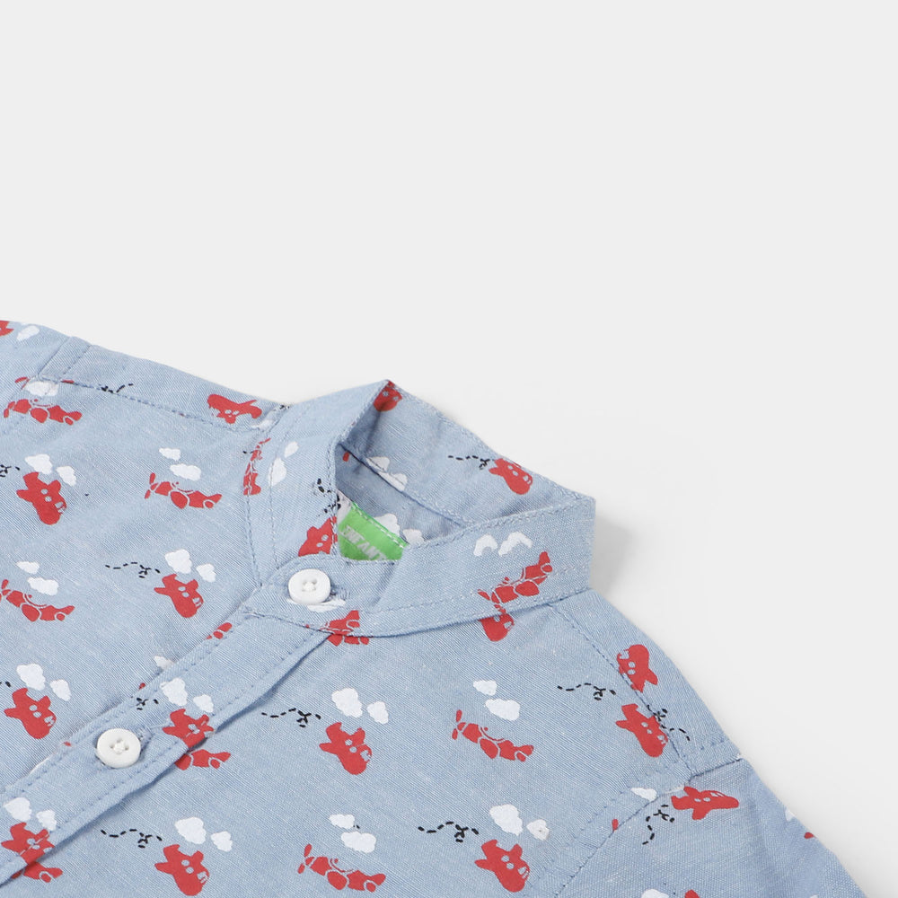 Infant Boys Oxford Casual Shirt Airplane - Blue