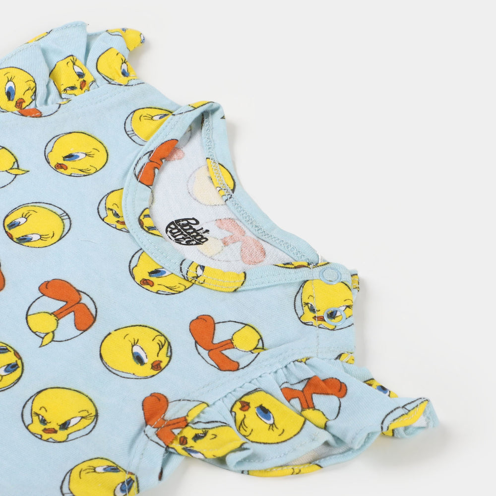 Infant Girls Knitted Romper Printed- Salt Water