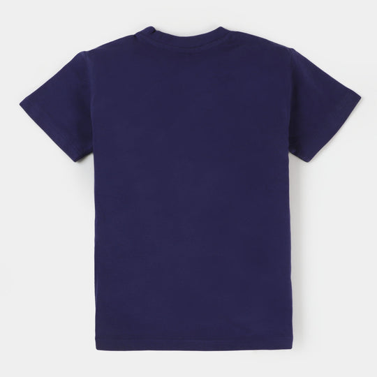 Girls Cotton T-Shirt Wild Vibes - NAVY