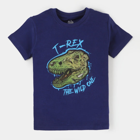 Boys Cotton T-Shirt T-REX - Navy Blue