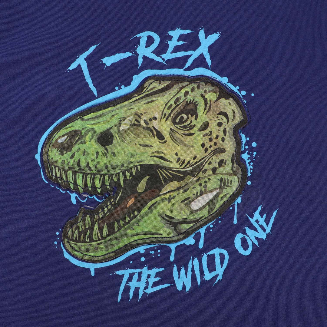 Boys Cotton T-Shirt T-REX - Navy Blue