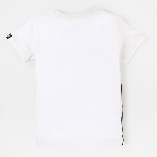 Boys Cotton T-Shirt Never Stop - White