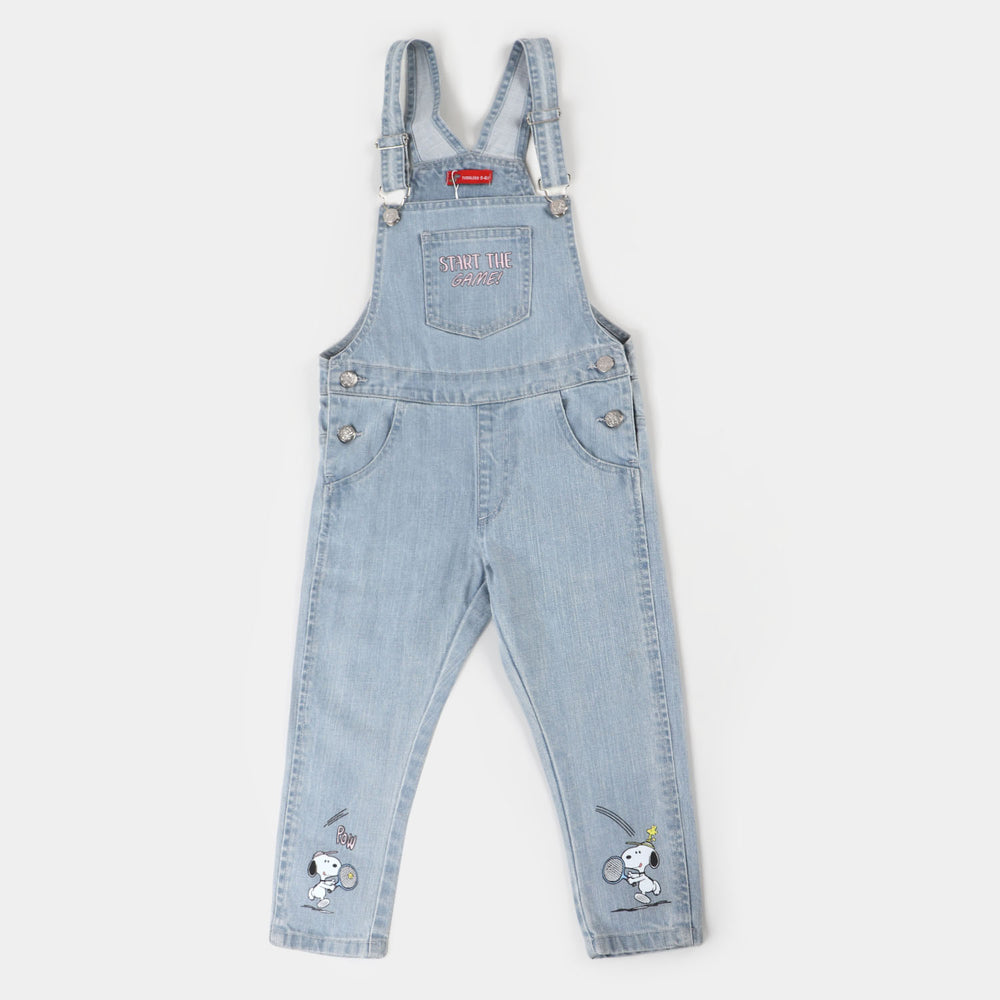 Girls Denim Over All Game - Ice Blue
