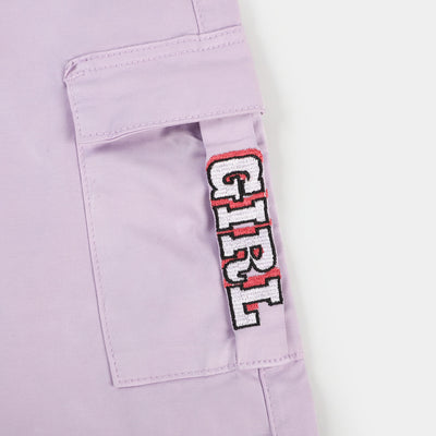 Girls Cotton Pant Super Girl - Lilac