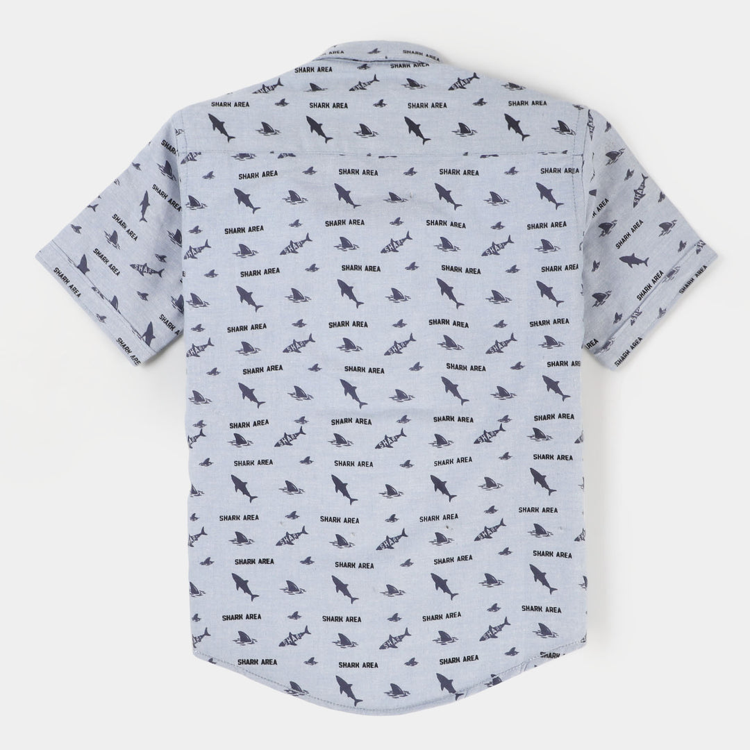 Boys Oxford Casual Shirt Shark - Light BLUE