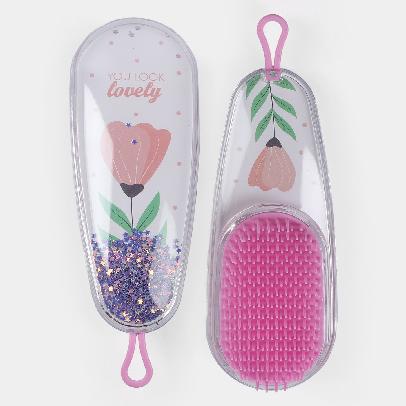 Transparent Glitter Hair Brush For Girls