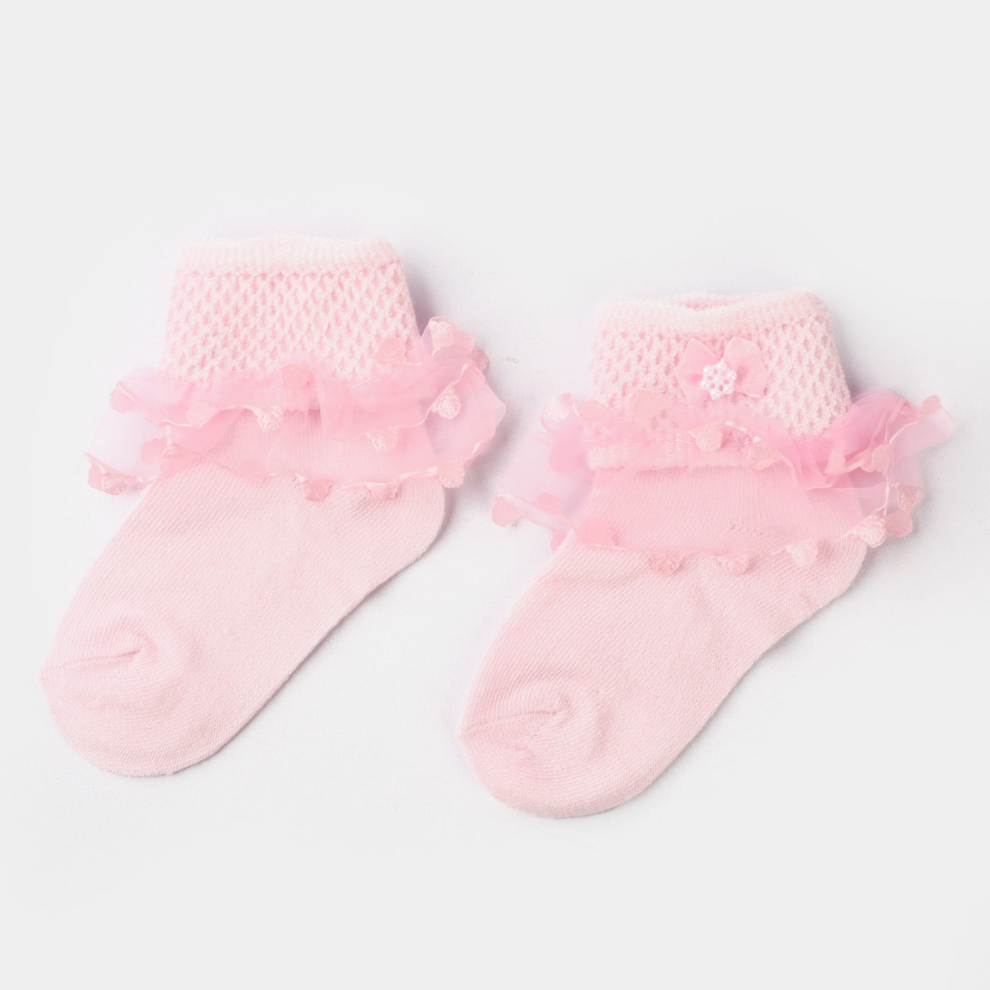 Girls  Bow Frill Socks-Pink