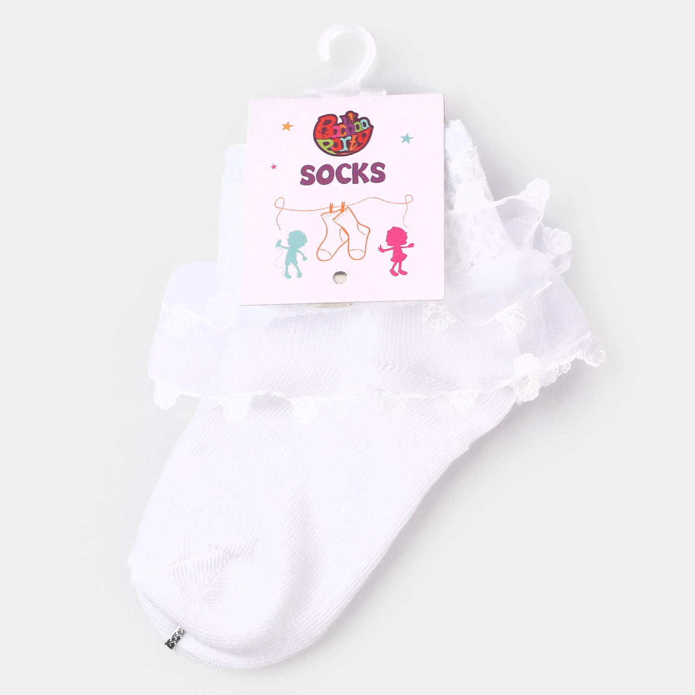 Girls  Heart Frill Socks-White