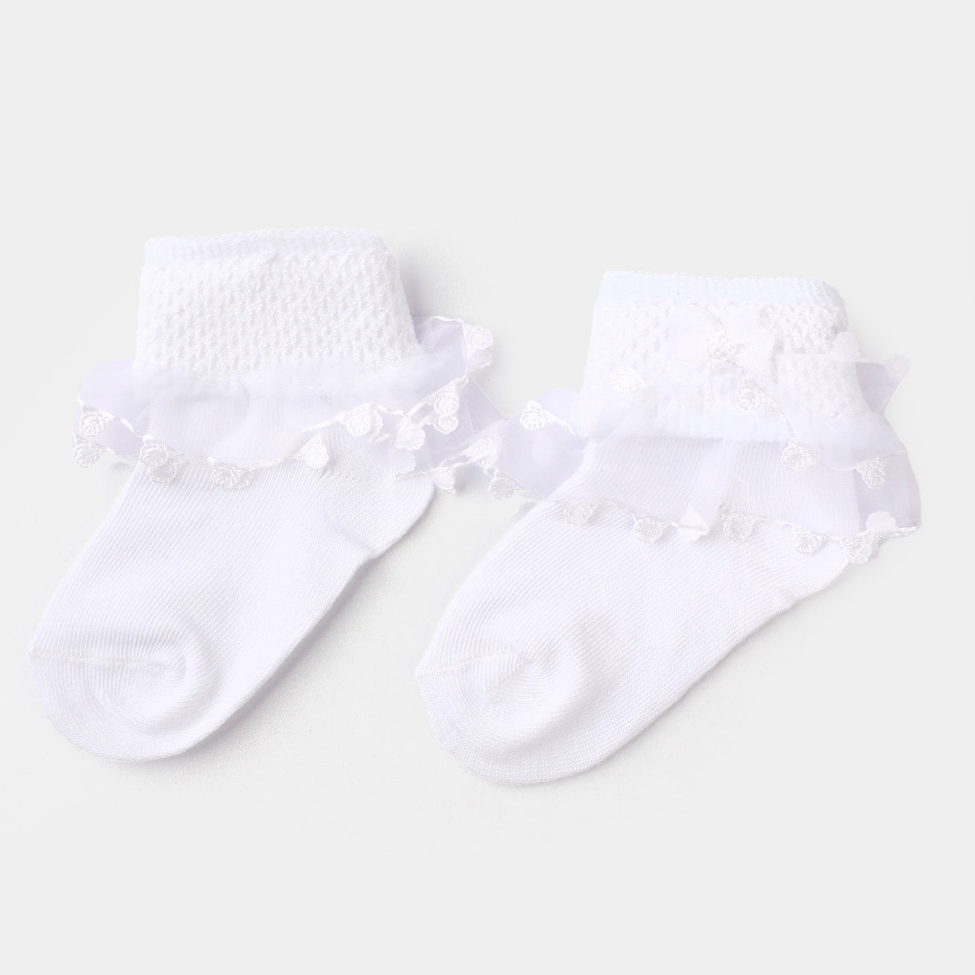 Girls  Bow Frill Socks-White