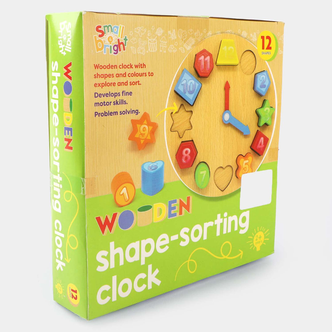 Wooden Sorting Clock 12 Shape For Kids