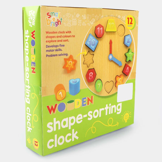 Wooden Sorting Clock 12 Shape For Kids