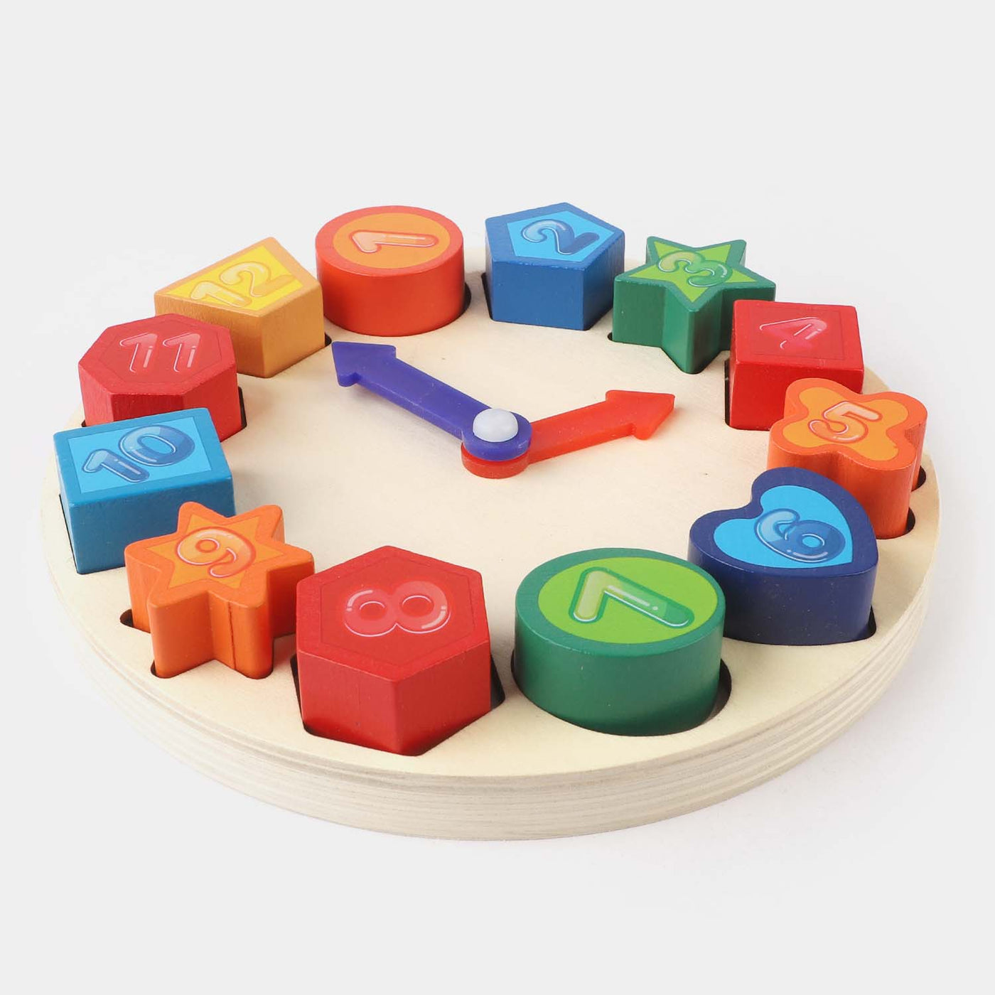 Wooden Sorting Clock 12 Shape For Kids
