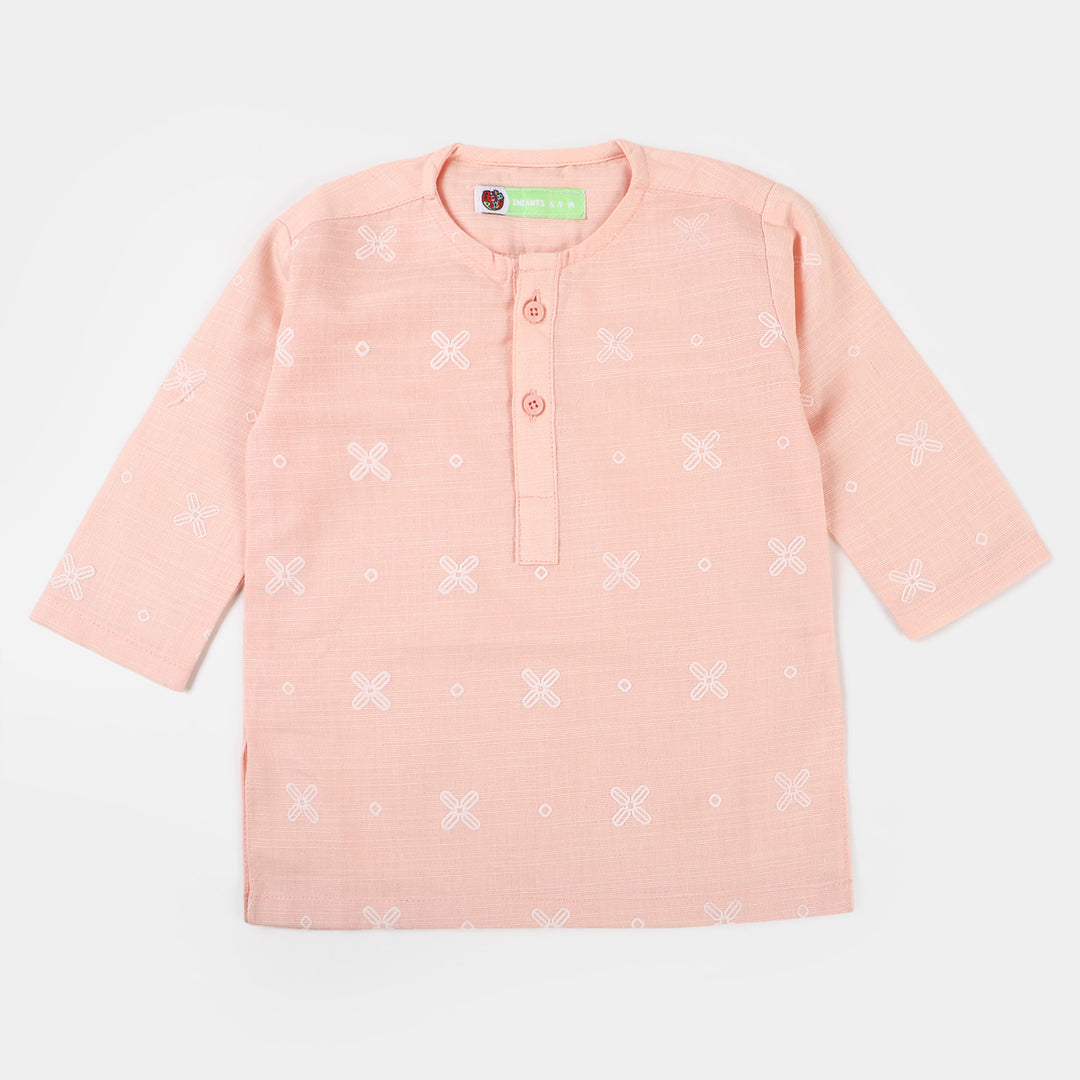 Infant Boys Cotton 3PCs Suit - Light Peach