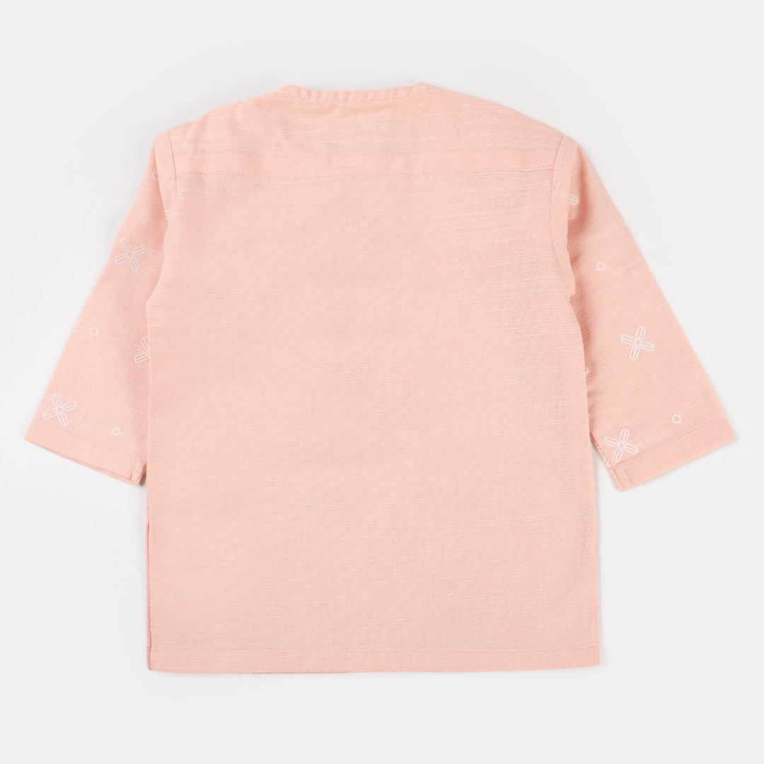 Infant Boys Cotton 3PCs Suit - Light Peach