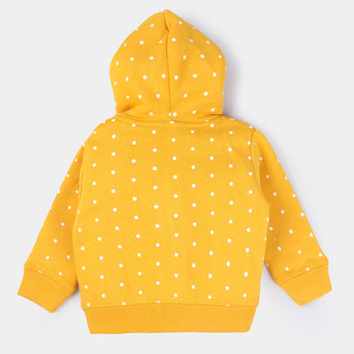 Infant Girls Fleece Knitted Jacket Clouds-Golden Rod