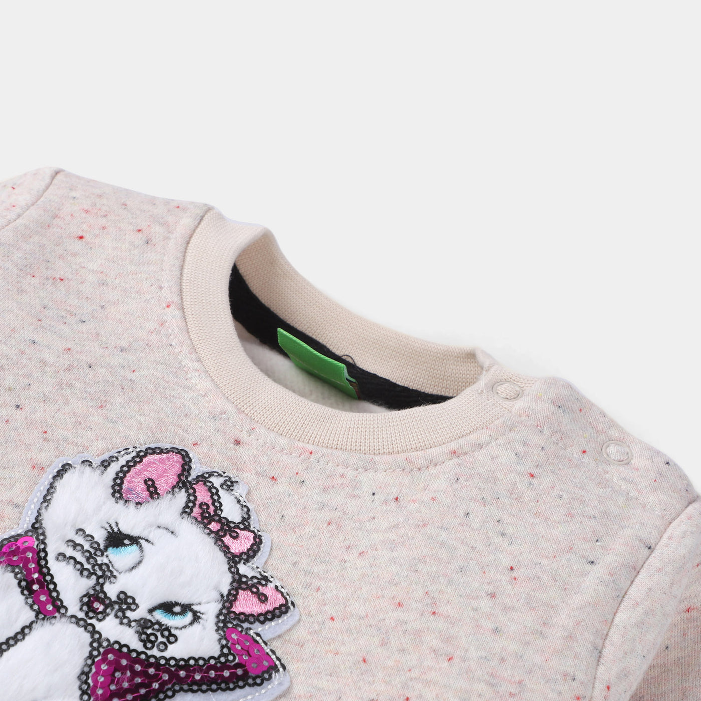 Infants Girls Fleece Sweatshirt Cute Cat-Multi White