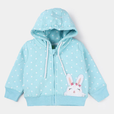 Infant Girls Fleece Knitted Jacket Rabbit-Blue