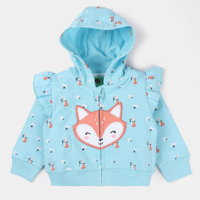 Infant Girls Fleece Knitted Jacket Fox-Blue Elixi