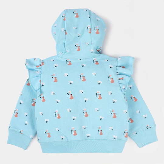 Infant Girls Fleece Knitted Jacket Fox-Blue