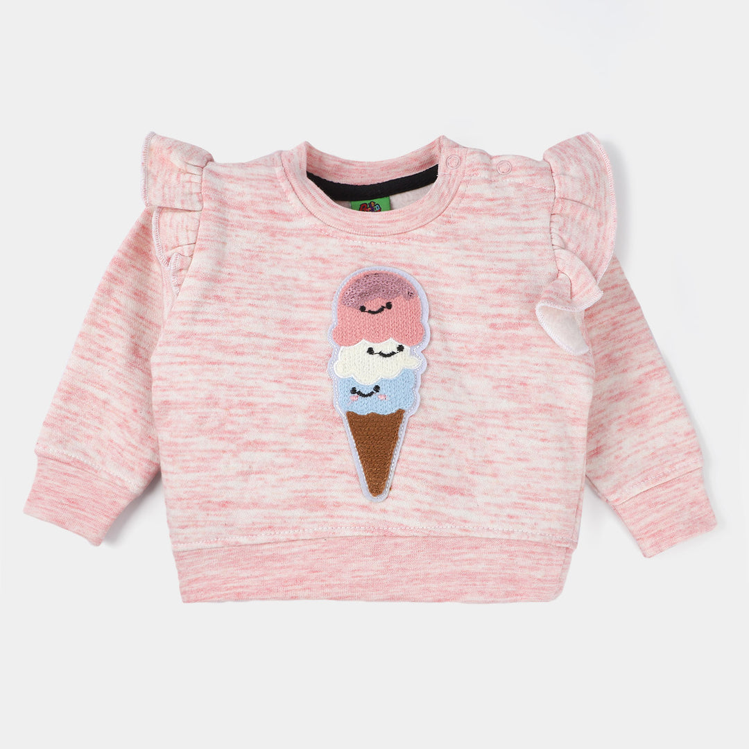 Infants Girls Fleece Sweatshirt Ice Cream-Pink Melan