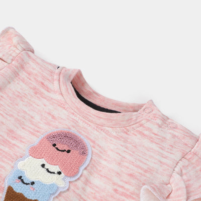 Infants Girls Fleece Sweatshirt Ice Cream-Pink Melan